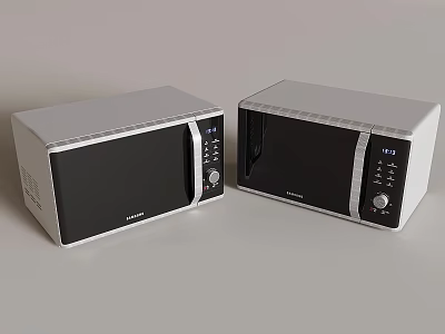 Modern Silver And Black Microwave Ovens As Kitchen Appliances With Digital Control Panels 3d model