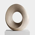 Hand Carved Abstract Circular Stone Sculpture with Smooth Surface and Square Base 3d model