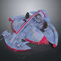 Futuristic Sci Fi Spaceship 3D Model With Gray Red Design Engine Wings And Detailed Structure 3d model