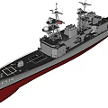 Detailed Military Warship F-314 Model With Radar Turret And Deck Structure