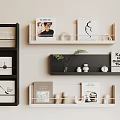 Chic Black And White Decorative Wall Shelves With Books Ornaments And Plants For Home Decor