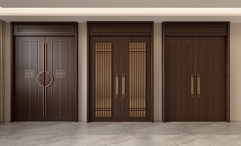 New Chinese Double Door 3d model