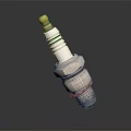 Automotive Spark Plug Featuring Metal Threaded Body Ceramic Insulator And Gold Tip 3d model