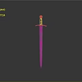 Ancient Sword Weapon Standing Upright With Reflective Blade And Gray Gradient Background