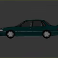 Classic Green Sedan With Sleek Body Design And Silver Wheels On Reflective Surface