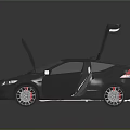 Modern Car With Open Doors Hood And Detailed Interior Engine Compartment