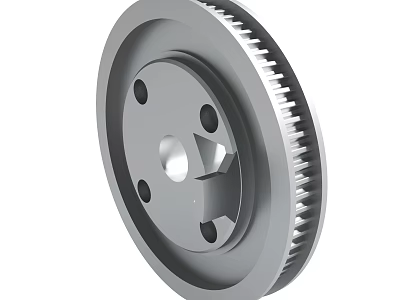 Metal Synchronous Pulley With Toothed Edge Central Hole And Mounting Holes 3d model
