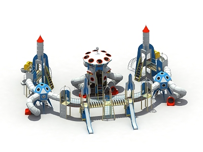Flying saucer space slide rocket amusement 3d model