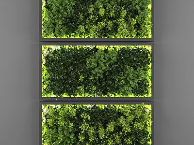 Decorative Ornament Set Featuring Three Vertical Green Plant Wall Panels With Black Frames 3d model