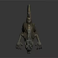 Green Dragon Like Mythical Creature Model With Yellow Eyes And Glowing Back Spots