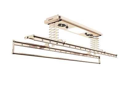 Extendable Ceiling Mounted Clothes Hanger With Metal Rods LED Lighting And Drying Racks 3d model