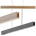 Light Wood Medium Wood And Dark Gray Linear Pendant Lights With Modern Design