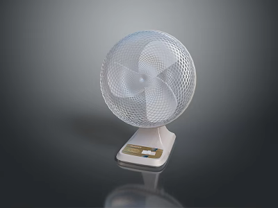 Computer Cooling Fan with White Circular Mesh Design and Stable Desktop Base Structure 3d model