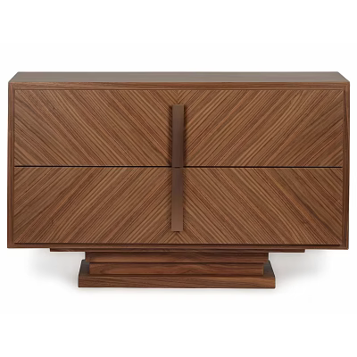 Elegant Walnut Wood Console Cabinet With Herringbone Grain And Sturdy Base Design 3d model