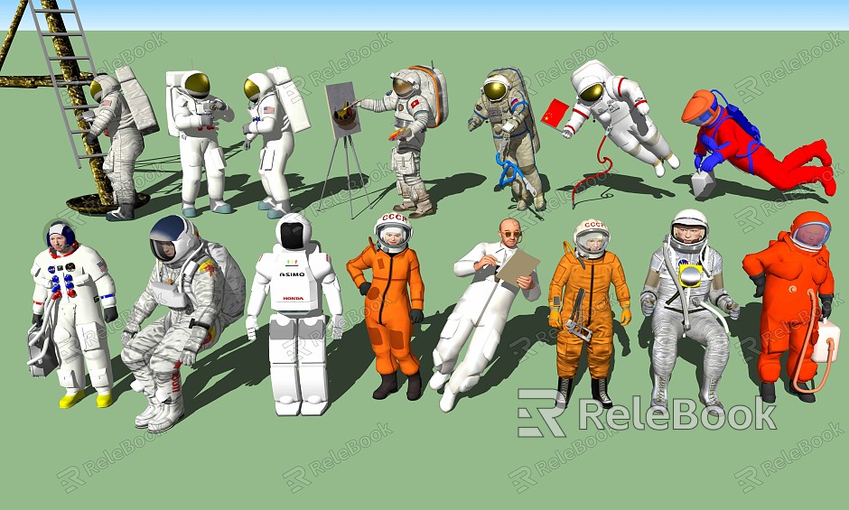 Modern astronaut astronaut astronaut character combination model