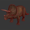 Realistic Triceratops Character 3D Model With Brown Skin Frilled Head And Horns