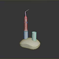 White Electric Toothbrush With Blue Ring And Silver Brush Head On Modern Base