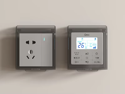 Midea Wall Mounted Socket With USB Port And Digital Thermostat 3d model