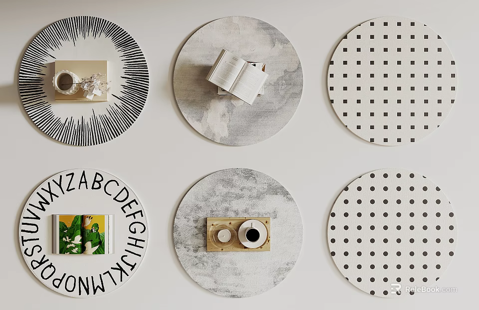 Round Rugs With Various Patterns And Decorative Elements 3d model