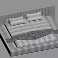 Modern Double Bed Design With Upholstered Headboard Pillows And Knitted Blanket 3d model