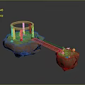 Floating Islands With Circular Pavilion Connected By Wooden Bridge Green Plants And Red Mushrooms