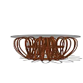 Modern Coffee Table Design With Circular Tabletop And Brown Curved Intertwined Legs