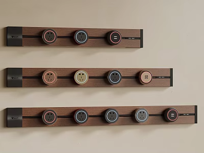 Modern Wooden Switch Panels With Multiple Buttons In Various Designs For Home Interior 3d model