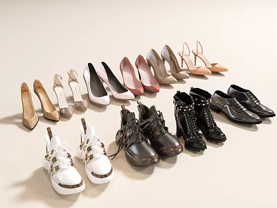 Stylish Assorted Shoes Collection Featuring High Heels Sneakers Boots And Colorful Designs For Fashion 3d model