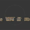 Ancient Stone Building Models With Different Shapes And Window Door Details