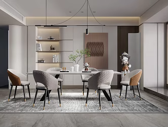 Modern dining table and chair combination 3d model