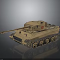 Detailed Sand Colored Military Tank With Number 13 Cannon And Tracks
