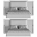 Double Bed Featuring Brown Headboard White Sheets and Modern Metal Frame 3d model