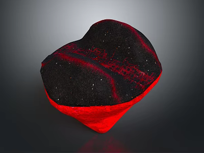 Heart Shaped Wooden Stone Artwork With Black And Red Textured Surface Design 3d model