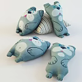Light Blue Cat Shaped Plush Toys With White Face And Pink Nose Design