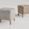 Light Gray And Light Brown Upholstered Sofa Stools With Wooden Legs Modern Design