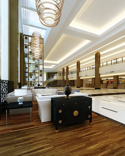 Hotel School Lobby New Chinese Style 3d model