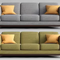 Modern three-seat sofa multiplayer sofa 3d model