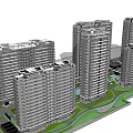 Modern High Rise Residential Buildings With Green Grassland And Blue Sky