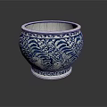 Traditional Chinese Blue and White Porcelain Jar With Intricate Sea Wave Patterns