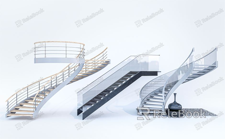 Modern Stairs Stairs Combination Rotating Stairs Metal Stairs Steel Frame Stairs Arc Stairs model