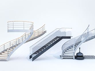 Modern Stairs Combination Rotating Stairs Metal Stairs Steel Frame Stairs Arc Stairs 3d model