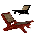 Modern Woven Rattan Lounge Chair With Wooden Frame Comfortable Seat And Backrest