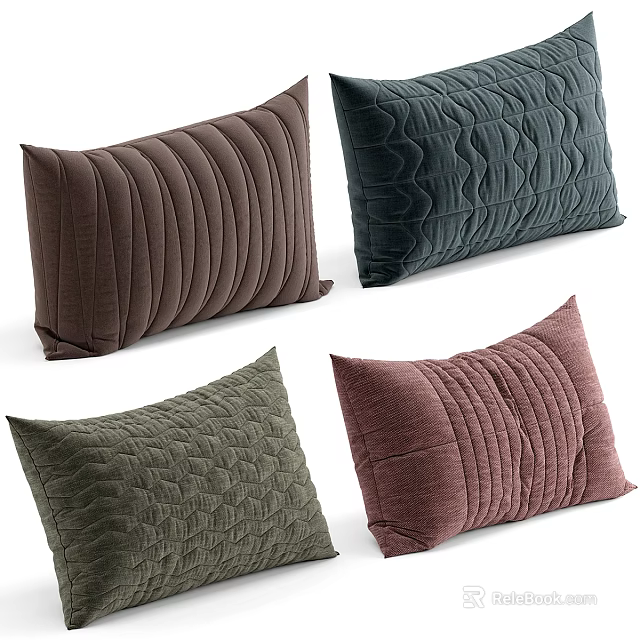 Various Colors Decorative Pillows with Quilted Patterns for Sofa and Bed 3d model 
