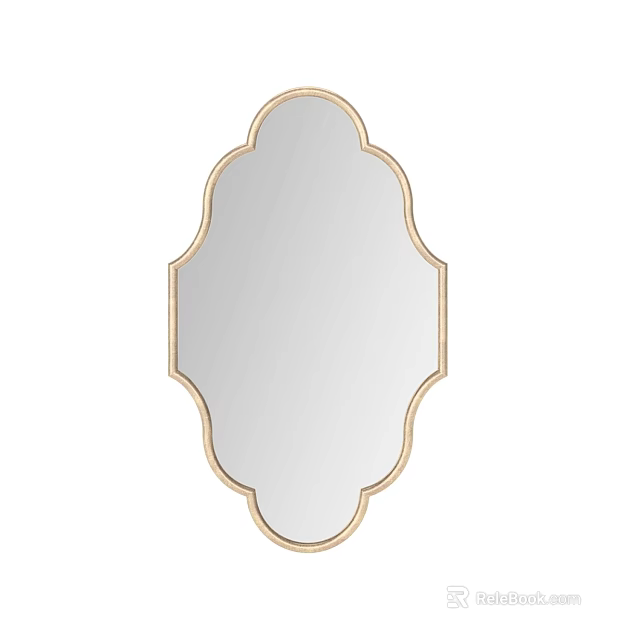 Elegant Bathroom Mirror With Gold Decorative Frame And Smooth Surface 3d model 