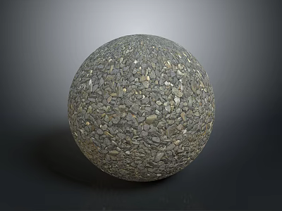 Natural Stone And Wood Decorative Sphere With Pebble Textured Surface Design 3d model