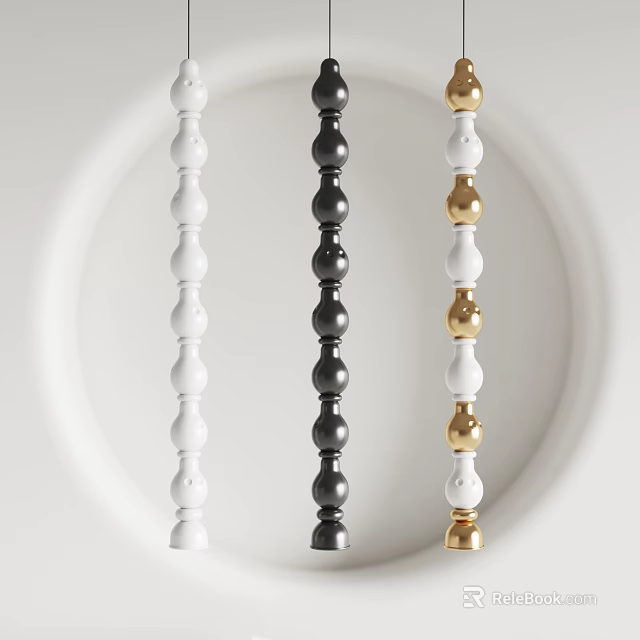 Modern Beaded Chandeliers In White Black And Gold With Multiple Round Beads For Home Decor 3d model 