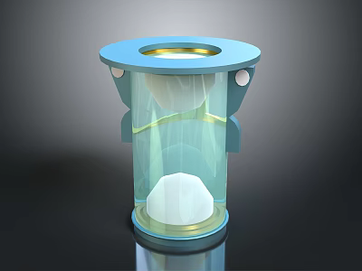 Transparent Cylinder Structure With Blue Top And White Interior Reflective Base 3d model