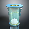 Transparent Cylinder Structure With Blue Top And White Interior Reflective Base 3d model