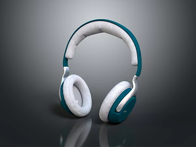 Modern Teal and White Over Ear Headphones With Comfortable Ear Pads Design 3d model