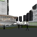 Modern Art Inspired Sales Office Building With Curved Design Glass Curtain Walls And Water Feature